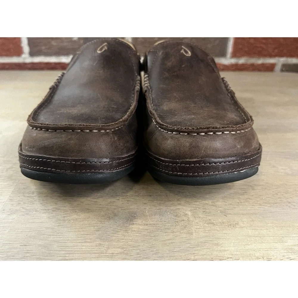 OLUKAI Moloa Slip On Men's Size 10 Brown Leather Nubuck Shoes 10128-6348